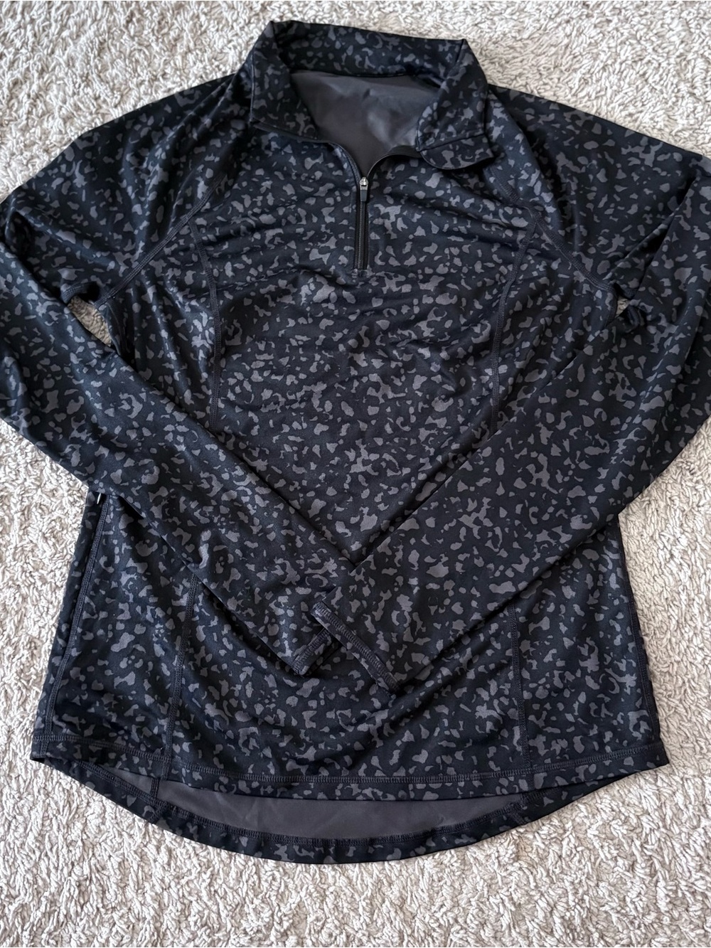 Black Animal Print Quarter-Zip Pullover